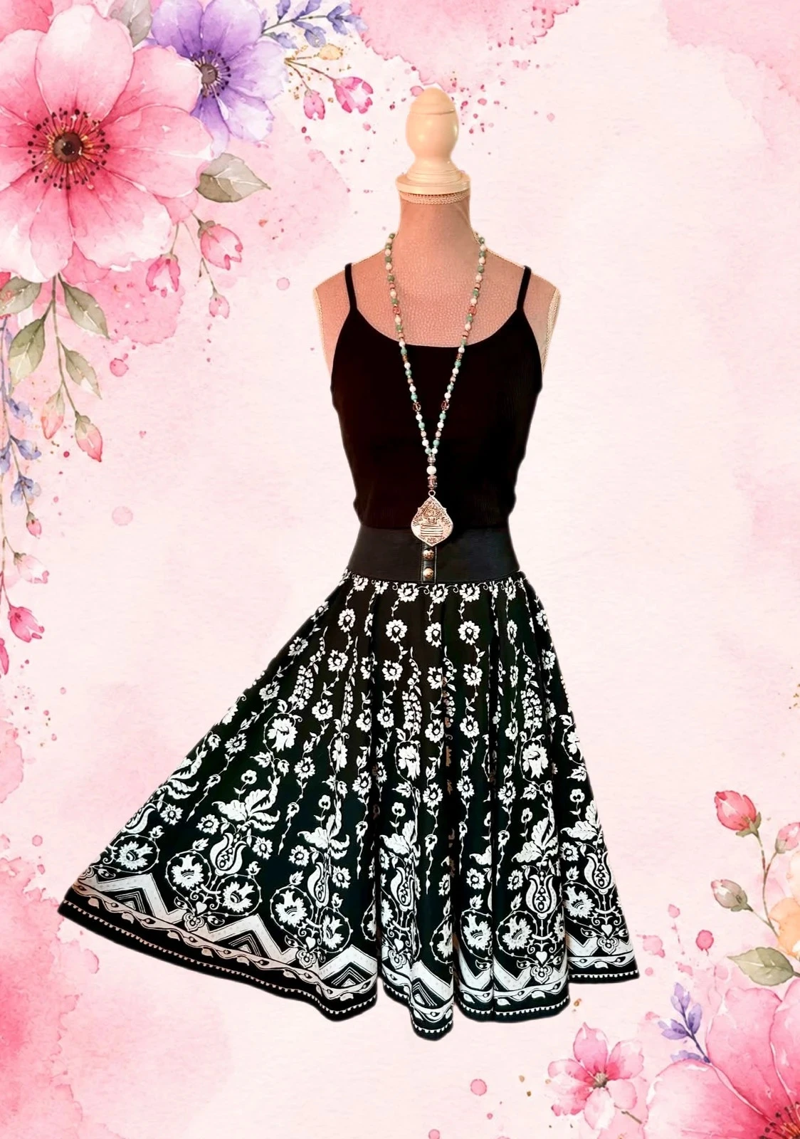 🖤🌿Vintage 2000s katoenen dansende rok barok bohemien folk chic Full circle rok 36/38🌿🖤 – photo 3